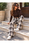 Mabel Ecru Checkered Trousers