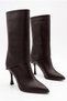 Women's Pointed Toe Zippered Thin High Heeled Brown Boots with Removable Leggings - Boots (10 - 3