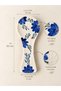 Navy Blue Floral Patterned, Handmade Ceramic, Embossed Large Size Spoon Holder