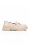Buckle Detailed Thick Soled Stylish Comfortable Beige Patent Leather Women's Casual Shoes Loafer 1805 - 2