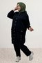 67077 Large Size Pocket Detail Modal Trousers Set with Stone Detail - Black - 5