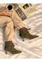 Savanna Khaki Suede 5 cm Thin Heel with Tassel Detail Women's Boots Botti̇e - 5