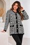 Women's Soft Textured Knitwear Cardigan with Geometric Pattern and Gold Buttons - 3