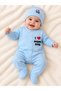 I Love Mom Dad Printed Baby Rompers with Hats and Booties Set of 2 0-6 Months Newborn