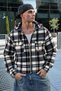 Men's Plaid Hooded Casual Zippered Blue Lumberjack Jacket