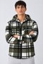 Men's Hooded Zippered Khaki Plaid Shirt - 5