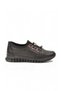 Orthopedic Comfortable Sole Rubber Laced Rubber Sole Black Genuine Leather Women's Casual Shoes 3660 - 2