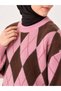 Women's Embroidered Diamond Pattern Oversize Sweater - 6