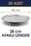 38 cm Footed Lenger Authentic Patterned Chrome Steel Kebab and Presentation Plate - 2
