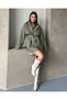 Women's Short Double-Breasted Collared Belted Buttoned Oversize Seasonal Trench Coat - 7