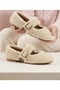 Women's Plush Elastic Home Slippers with Wool Inside - Cream - 39 - 4