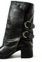 Logan Women's Genuine Leather Buckle Detailed Drawstring Heeled Boots - 2