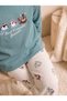 Girls & Baby Winter Seasonal 100% Cotton Single Jersey Penguin Printed Straight Leg Long Sleeve Home Wear Pajama Set Turquoise - 3