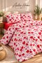 Double Size Heart Pattern Duvet Cover Set Solid Color with Flat Sheet 2Pcs Pillowcases Soft Texture Breathable Bedding Set