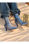 Vienna Blue Silver Gradient Pointed Toe 5 cm Thin Heel Women's Boots Botties - 6