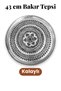 43 cm Hand Embroidered Authentic Patterned Pewter Urfa Copper Tray