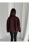 Women's Stand Collar Asymmetrical Buttoned Balloon Sleeve Oversize Short Cashmere Coat - 6