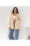 Women's Plush Lined Hooded Straw Rope Lace-Up Zippered Oversize Gabardine Coat - 5