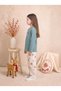 Girls & Baby Winter Seasonal 100% Cotton Single Jersey Penguin Printed Straight Leg Long Sleeve Home Wear Pajama Set Turquoise - 2
