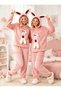 Hooded Rabbit Detail Embroidered Pink Color Trendy Fun Comfortable Winter Wellsoft Fabric Women's Pajama Set (One Set)