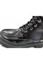 Women's Black Color Shiny Textured Patent Leather Boots with Side Zipper and Lace-Up Design - 5