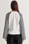 Women's White-Black West League Printed Striped Raglan Sleeve Regular Fit Sweatshirt 2391 60286692 - 6