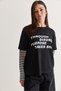 Women's Text Printed Striped Layered Sleeve Crew Neck Oversize Sweatshirt 2387 60286693 - 4