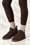 Girl's Ug Boots Brown Thick Poly Sole Suede Look Boots with Fur Inside - 2