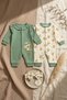Green Koala 3-Piece Baby Romper and Beanie Set - 100% Cotton, Newborn Set 0 3-3-6