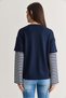 Women's Text Printed Striped Layered Sleeve Crew Neck Oversize Sweatshirt 2387 60286693 - 7