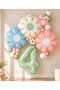 Party 4 Years Old Triple Daisy Foil Balloon Water Green Numbered Birthday Decoration Set (1-9 Years Old)