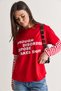 Women's Text Printed Striped Layered Sleeve Crew Neck Oversize Sweatshirt 2387 60286693 - 4