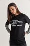 Women's Text Printed Striped Layered Sleeve Crew Neck Oversize Sweatshirt 2387 60286693 - 5