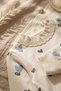 Amore 100% Cotton Lace Collar Heart Patterned Baby Top and Bottom Set - Ecru and Pink Stylish Baby Combination - 3