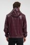 Men's genor oversized hooded leather jacket - burgundy - 8