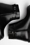 Sophia Women's Black Shiny Leather Rubber Detailed Zippered Boots - 4