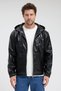 Men's genor oversize hooded leather jacket black