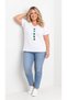 Women's White Plus Size V-Neck Colorful Heart Printed Cotton T-Shirt - 5