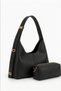 Women's Brown Suede Luxury Leather Shoulder Bag - Adjustable Lock Strap and Puppy Form - 2