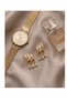 Leaf-Detail Zircon Stone Hanging Earrings (with Screw Fastening) - 3