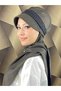 Tesettür Daily Black Silvery Shiny Scarf with Hat - 4