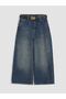 Lcw Kids Blue Wideleg Girls' Jeans with Belt