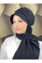 Tesettür Daily Black Silvery Shiny Scarf with Hat - 2