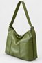 Women's Khaki Color Leather Hobo Shoulder Bag - Oversized Shoulder Bag with Belt Strap and Double Pockets - 3