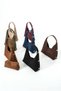 Women's Brown Suede Luxury Leather Shoulder Bag - Adjustable Lock Strap and Puppy Form - 5