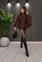 Women's Belted Poncho Cape High Collar Button Detailed Short Jacket - 3