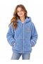 Children's Blue Plush Cardigan with Embroidery, Hooded and Zippered, for Girls and Boys, Ages 3-13 - 6
