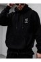 Men's Happy Hour Figure Printed Oversize 3 Thread Hoodie Sweatshirt - 2