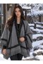 Fur Poncho Women's Fur Detailed Tasseled Triangle Shawl Poncho Knitwear Shoulder Shawl - 4