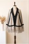 Fur Poncho Women's Fur Detailed Tasseled Triangle Shawl Poncho Knitwear Shoulder Shawl - 6